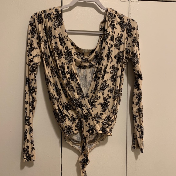 Free People Printed Turnt Bodysuit in Cream - Picture 7 of 7